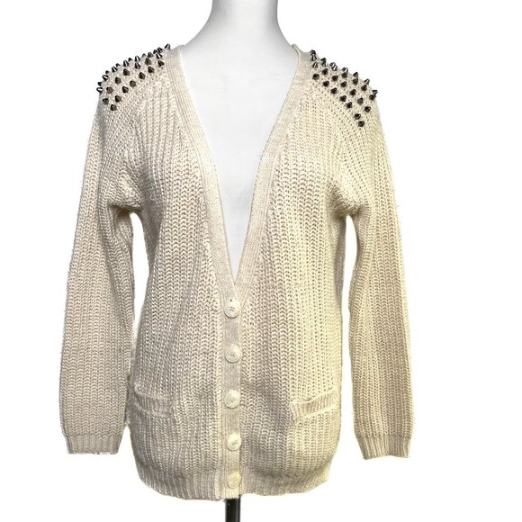 Studded Shoulder Knit Cardigan - Picture 1 of 4